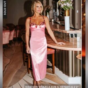 Vici x Madison LeCroy Darlin' Satin Rosette Midi Dress - size Small